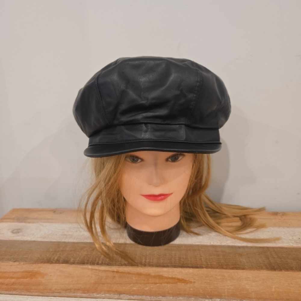 Vintage Kangol 90s Leather Spitfire Black Genuine Leather Cap NWT Size L - XLT